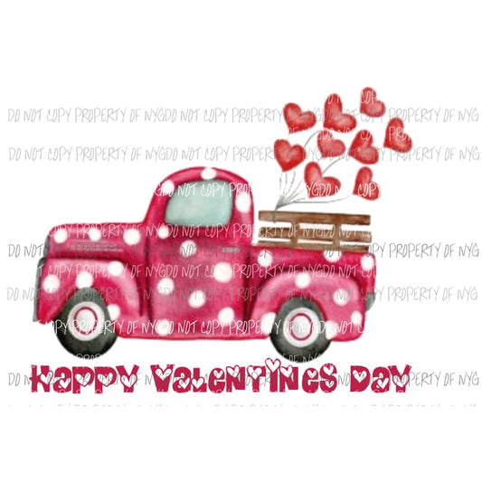 Happy Valentines Day polka dot truck hearts Sublimation transfers Heat Transfer
