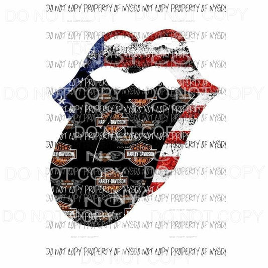 Harley Rolling Stone Lips #5 grunge flag Sublimation transfers Heat Transfer