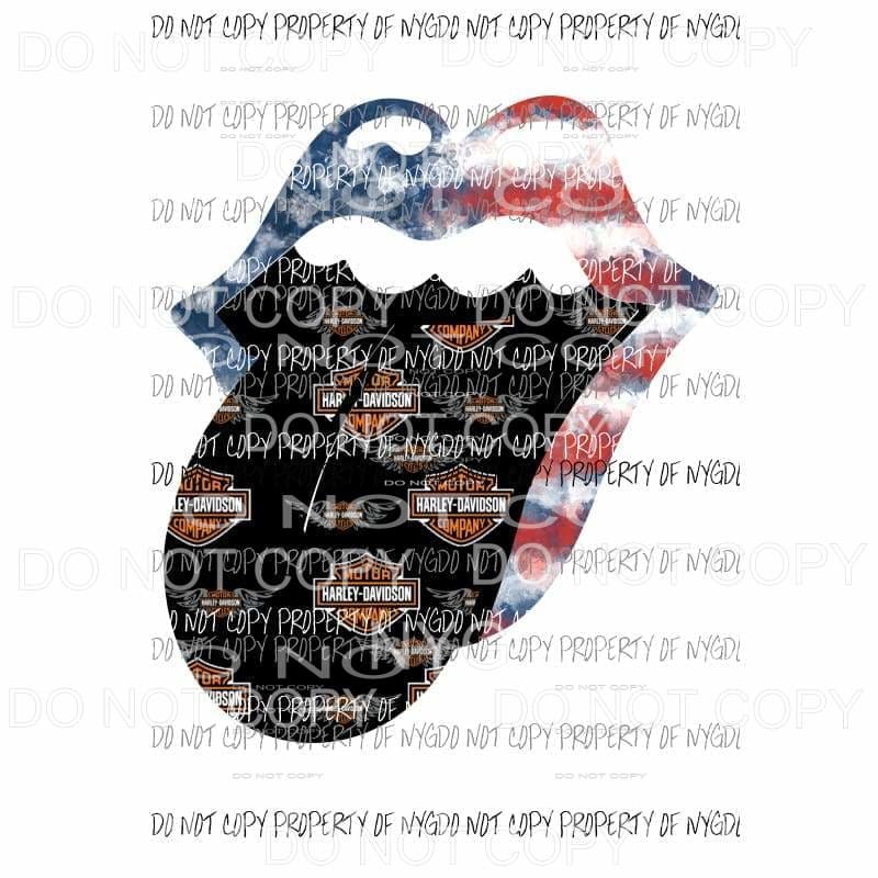 Harley Rolling Stone Lips #6 distressed flag Sublimation transfers Heat Transfer