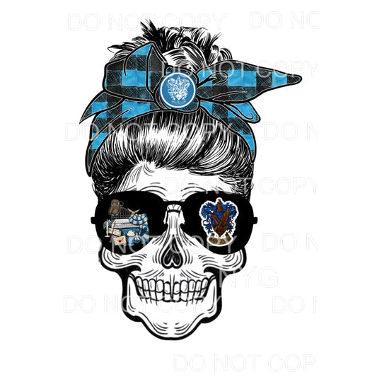 Harry Potter BLUE Messy Bun SKULL HP Sublimation transfers -