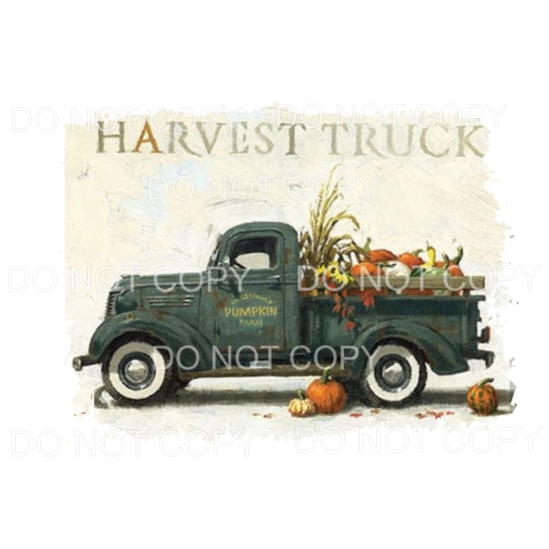 Harvest vintage truck with pumpkins Sublimation transfers - 