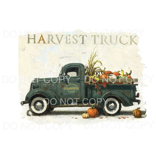 Harvest vintage truck with pumpkins Sublimation transfers - 