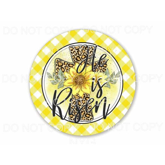 He Is Risen Leopard Cross Sunflower Yellow Plaid Circle 