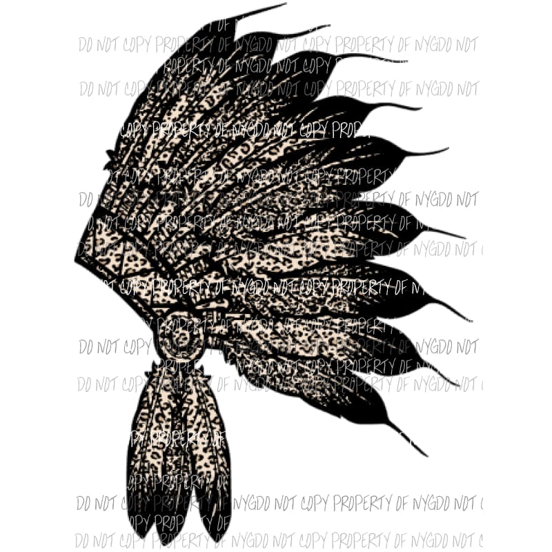 Head Dress black and Tan leopard Sublimation transfers Heat Transfer