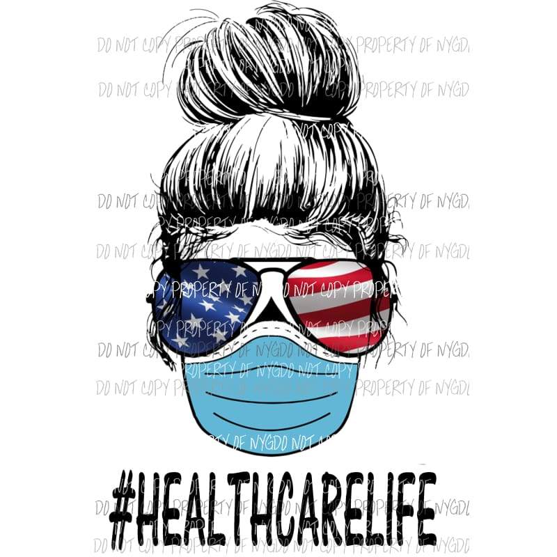 # HEALTH CARE worker Life Skull FLAG Sublimation transfers Heat Transfer