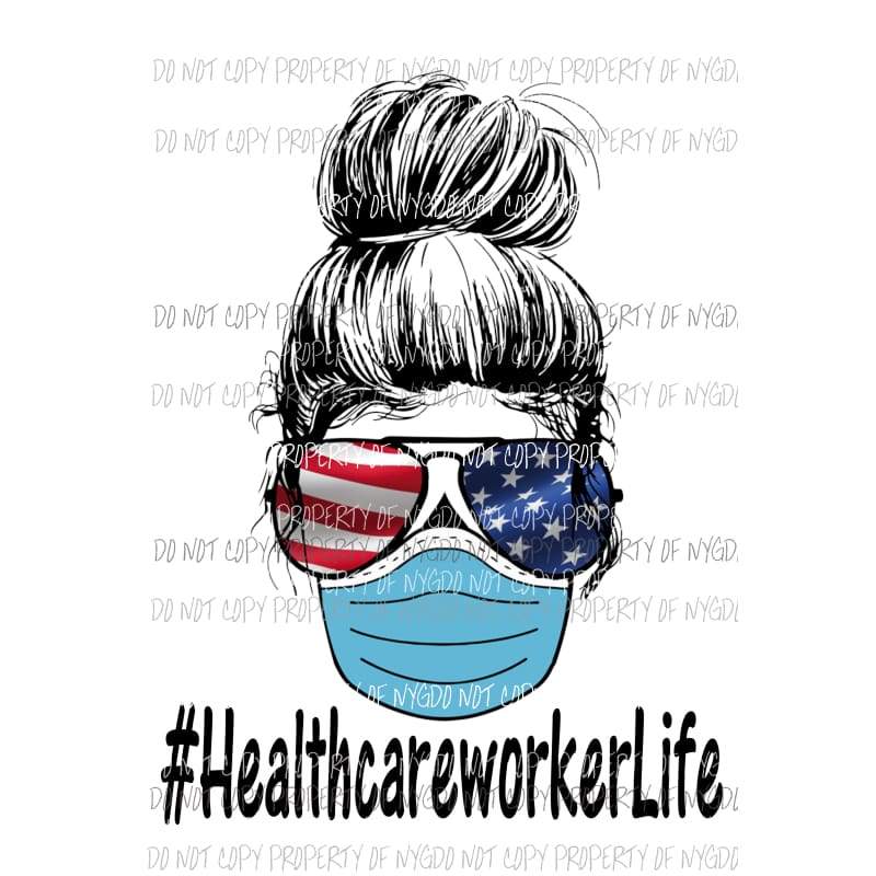 # HEALTH CARE worker Life Skull FLAG Sublimation transfers Heat Transfer