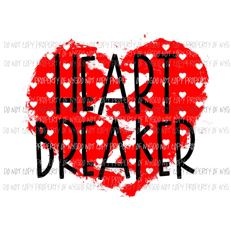 Heart Breaker red Sublimation transfers Heat Transfer