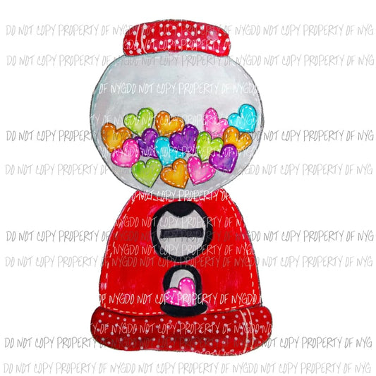 Heart Bubble gum machine Valenties Sublimation transfers Heat Transfer