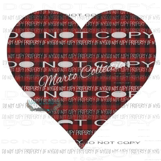 Heart Buffalo Plaid Sublimation transfer Heat Transfer