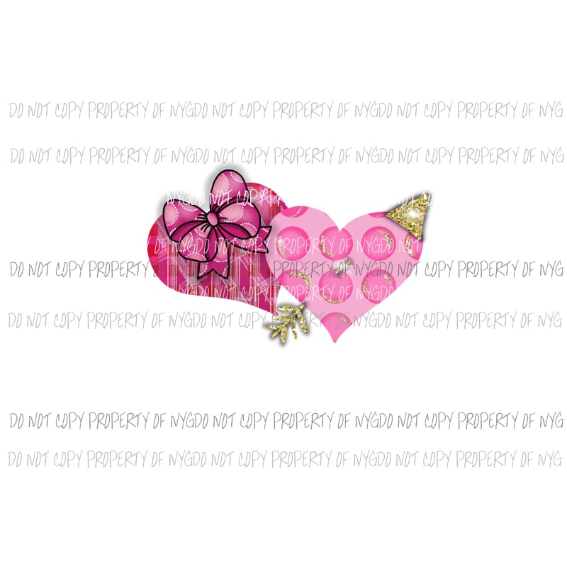 Heart Duo pink polka dots bow Sublimation transfers Heat Transfer