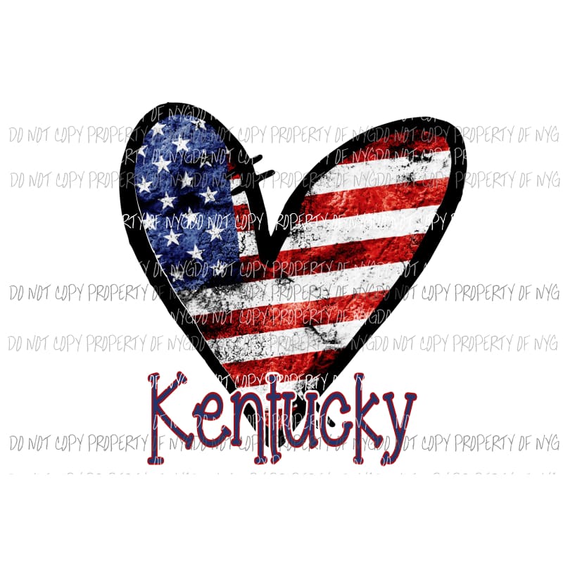 Heart Flag # 3 STATES All states in drop down menu sublimation transfer state Heat Transfer