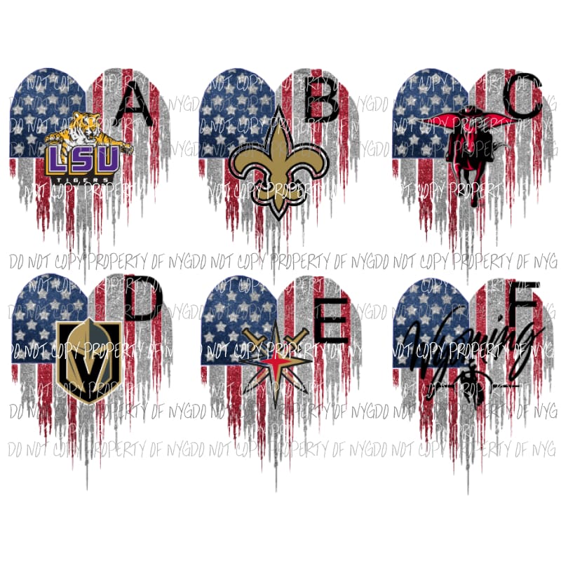 Heart Flag A - F you choose Sublimation transfers Heat Transfer