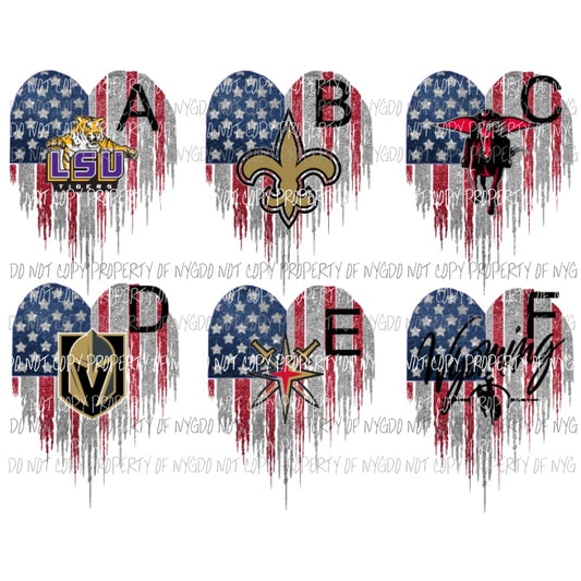 Heart Flag A - F you choose Sublimation transfers Heat Transfer