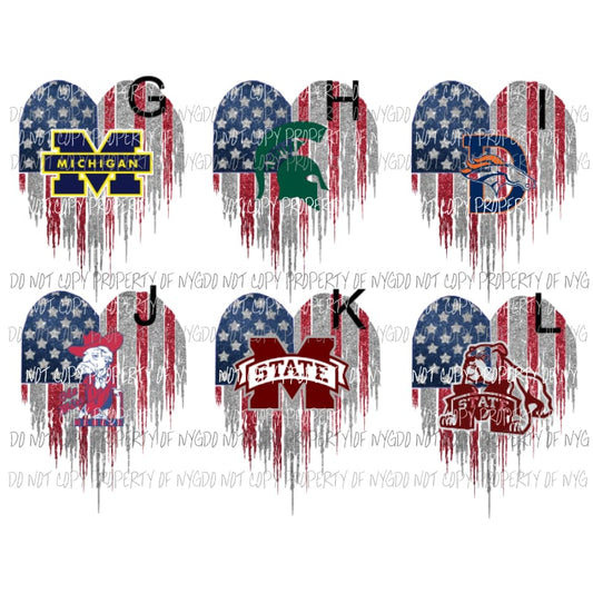 Heart Flag G - L you choose Sublimation transfers Heat Transfer