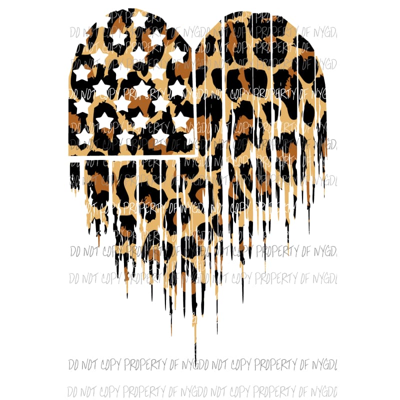 Heart Flag leopard Sublimation transfers Heat Transfer