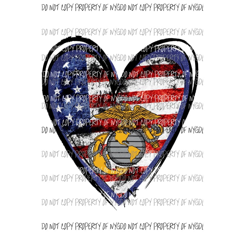 Heart Flag Marines Sublimation transfers Heat Transfer