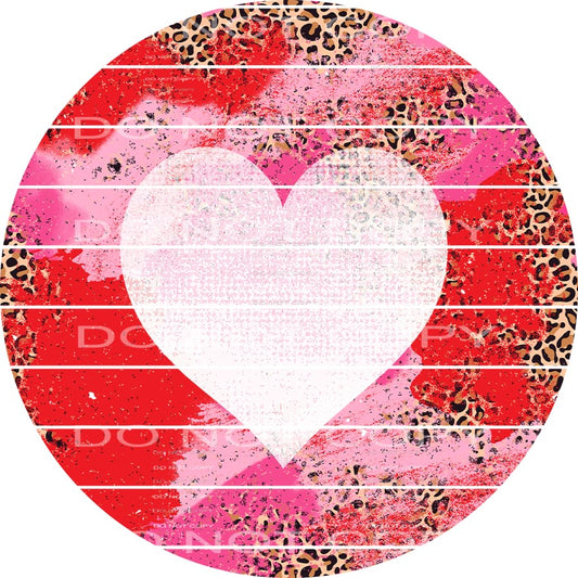 Heart Grunge Leopard Red Pink Circle Valentines Day #2591 
