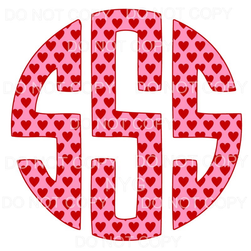 HEART monogram # 1 letters put letters in notes please 