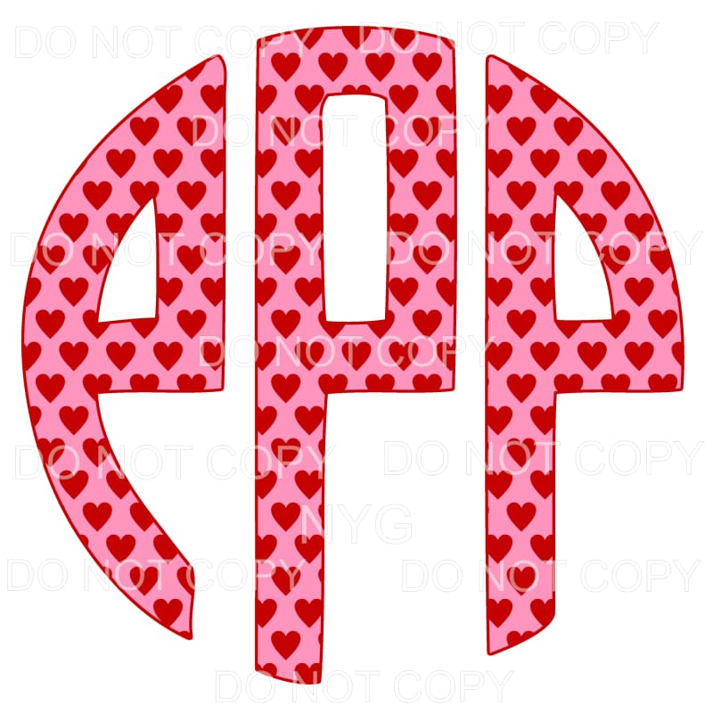 HEART monogram # 1 letters put letters in notes please 