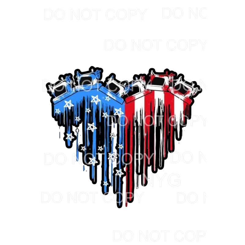 Heart Sewing Machines Red White Blue USA America Sublimation