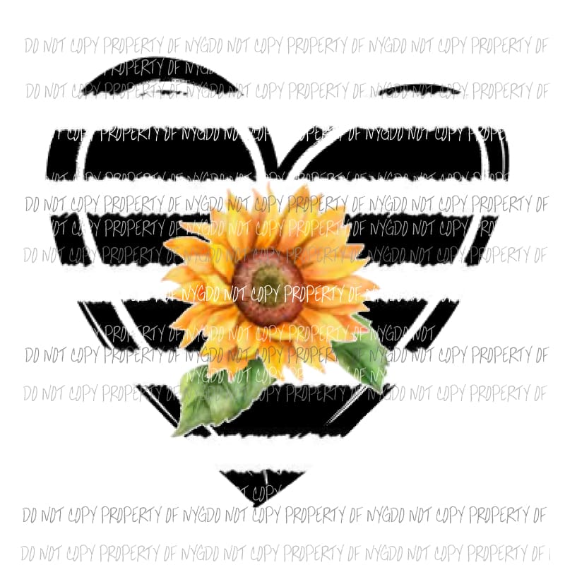 Heart sunflower black strip Sublimation transfers Heat Transfer