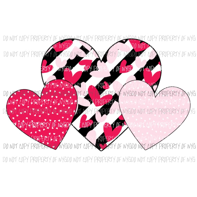 Heart Trio #5 Sublimation transfers Heat Transfer