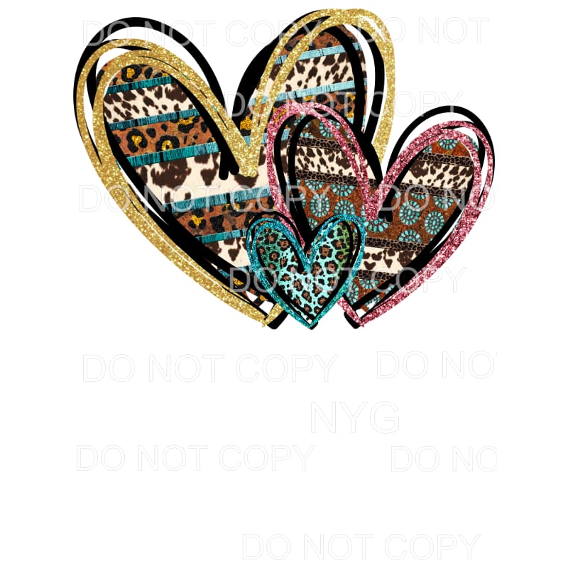 Heart Trio Leopard Gemstone Design Sublimation transfers - 
