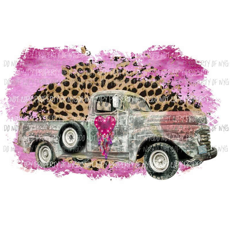 Heart Truck vintage dream catcher leopard Valentines Sublimation transfers Heat Transfer
