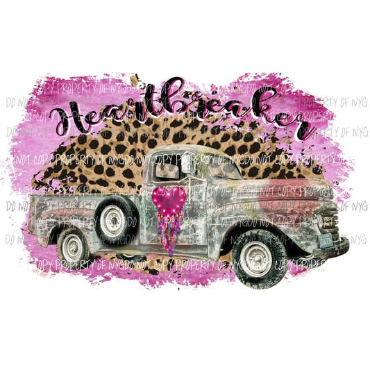 Heartbreaker Truck vintage heart dream catcher leopar print pink Sublimation transfers Heat Transfer