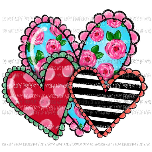 Hearts #2 floral stripes polka dots Sublimation transfers Heat Transfer