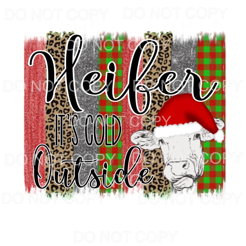 Heifer It’s Cold Outside Cow Santa Hat Red Green Plaid 