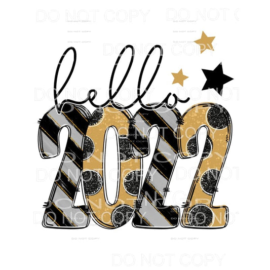 Hello 2022 Silver Gold Black Glitter #1953 Sublimation 
