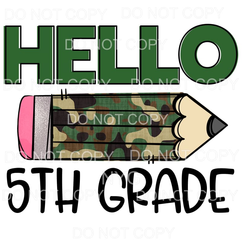 Hello Camo Pencil GRADES preschool PRE K head start TO 5TH 