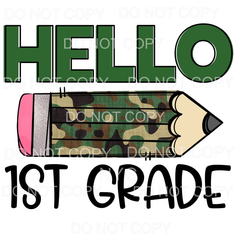 Hello Camo Pencil GRADES preschool PRE K head start TO 5TH 