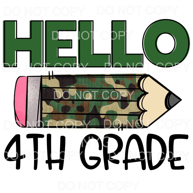 Hello Camo Pencil GRADES preschool PRE K head start TO 5TH 