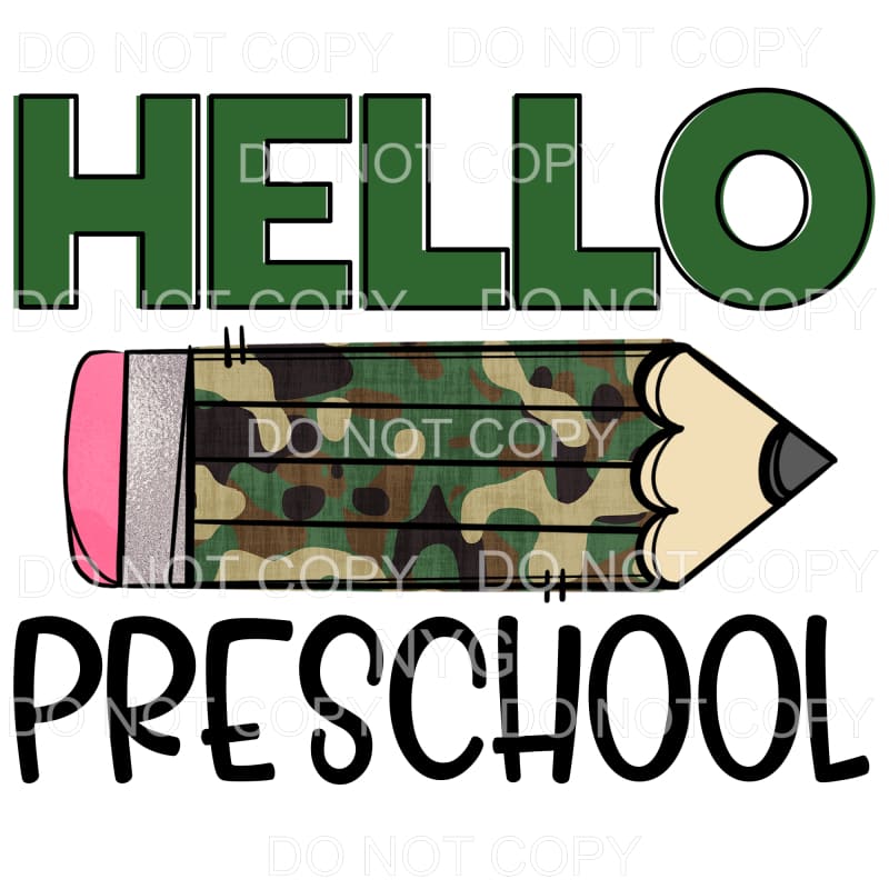 Hello Camo Pencil GRADES preschool PRE K head start TO 5TH 