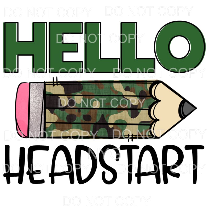 Hello Camo Pencil GRADES preschool PRE K head start TO 5TH 