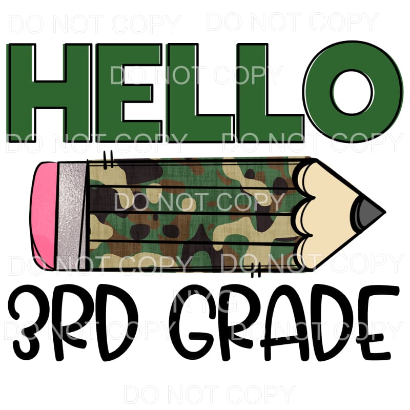 Hello Camo Pencil GRADES preschool PRE K head start TO 5TH 