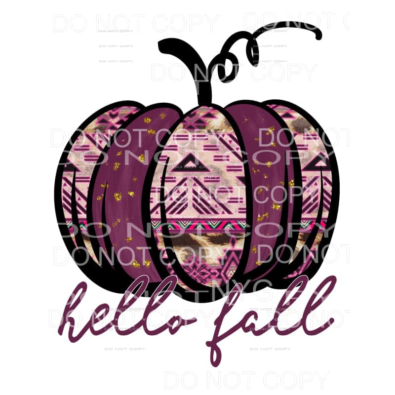 Hello Fall Aztec Pumpkin Sublimation transfers - Heat 