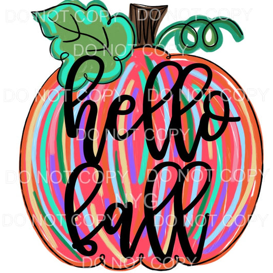 Hello Fall Pink Pumpkin Colorful Stripes #39 Sublimation 