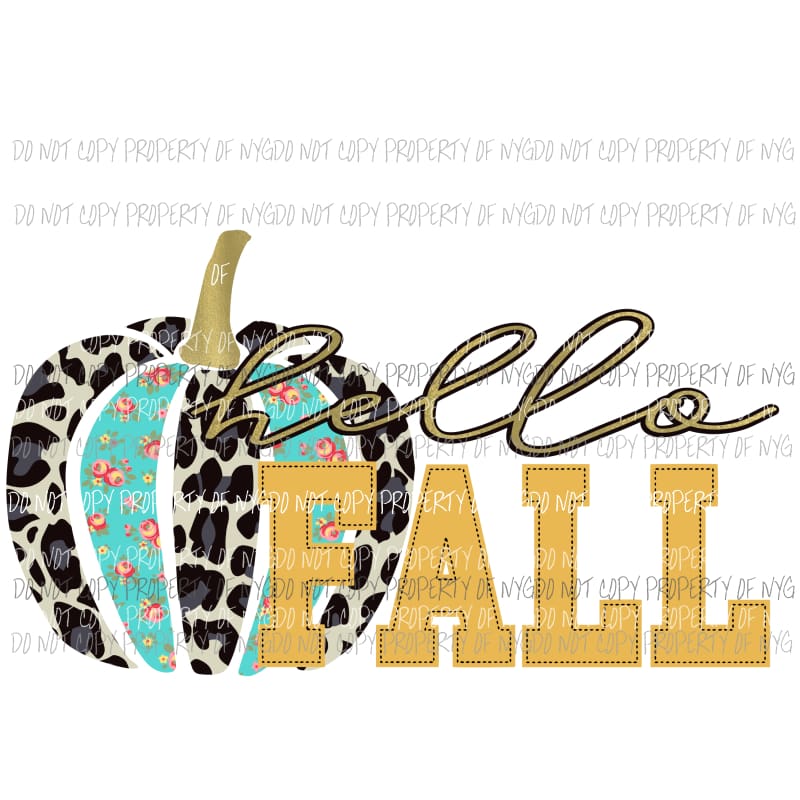 hello fall pumpkin Sublimation transfers Heat Transfer