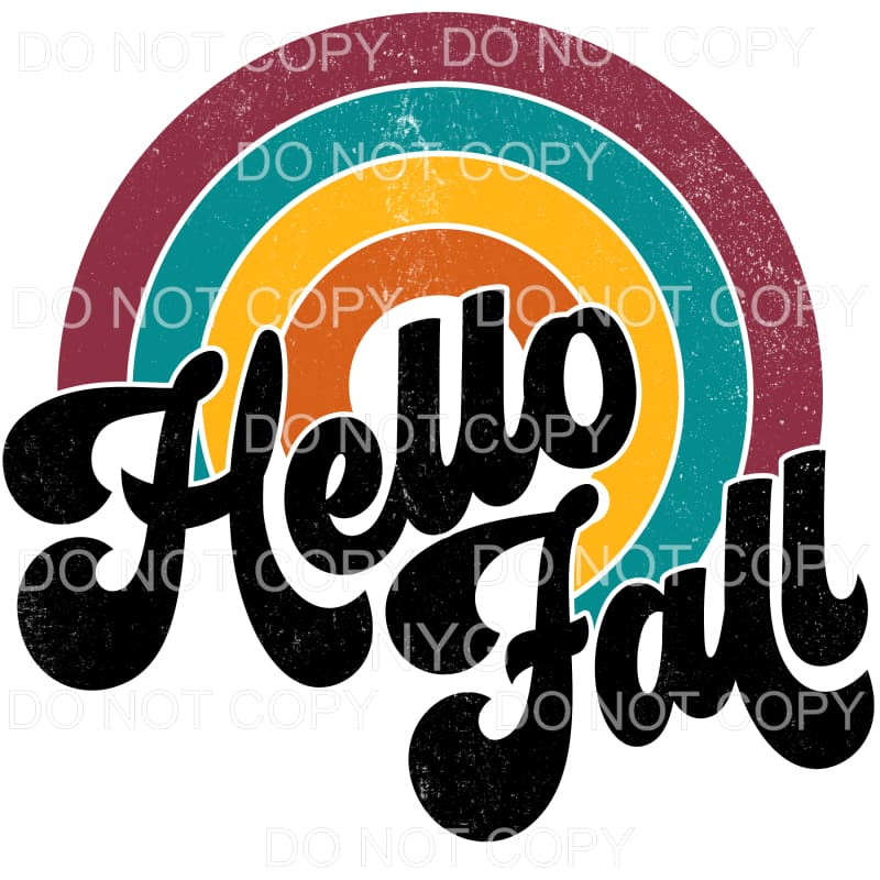 Hello Fall Rainbow Vintage Distressed Sublimation transfers 