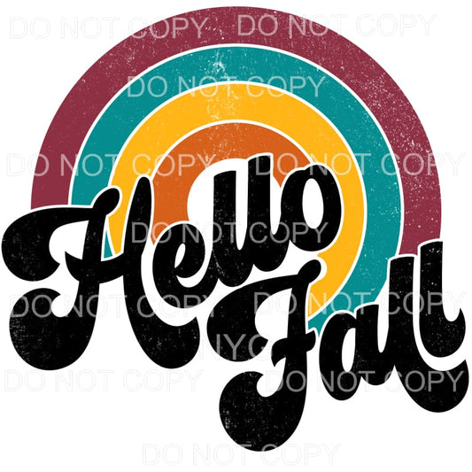 Hello Fall Rainbow Vintage Distressed Sublimation transfers 