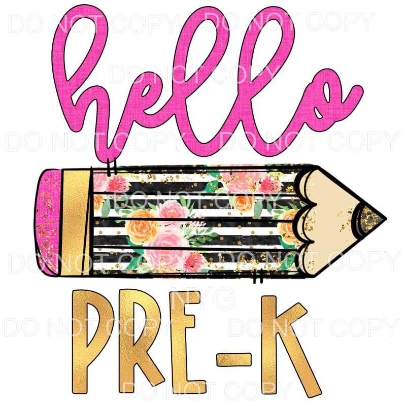 Hello Flower Pencil GRADES preschool PRE K TO 5TH GRADE 