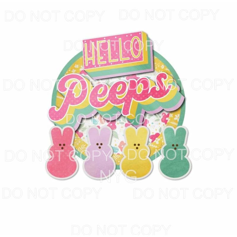 Hello Peeps Retro Floral Circle Sublimation transfers - Heat