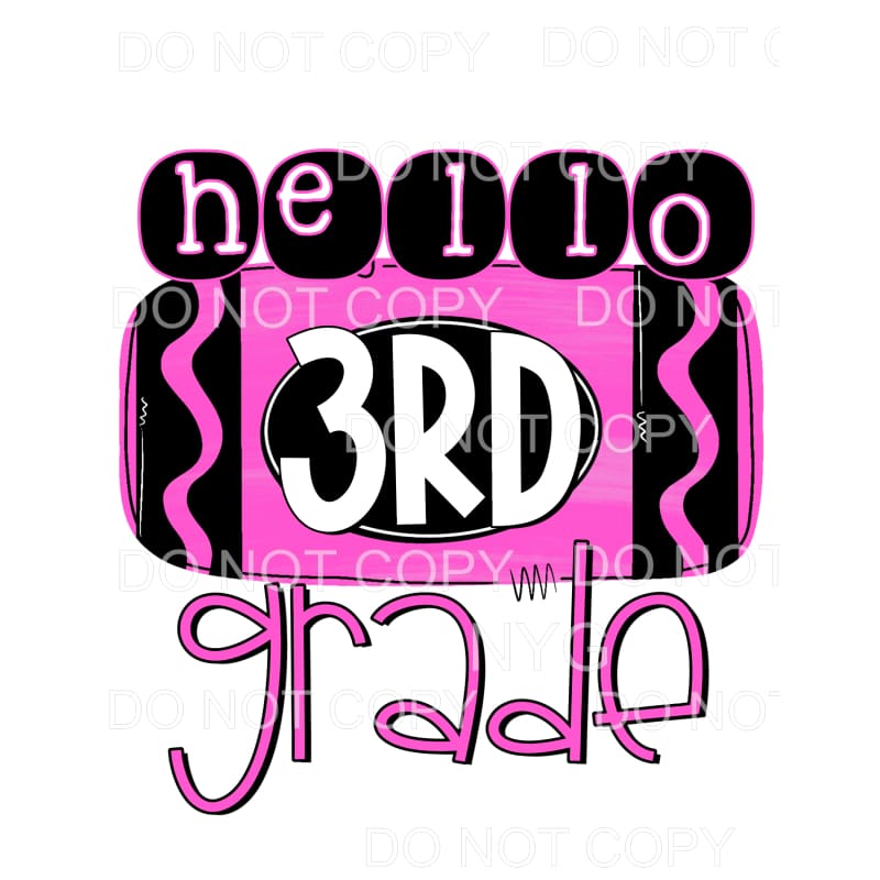 Hello PINK GRADES PRE K TO 5TH GRADE Sublimation transfers -