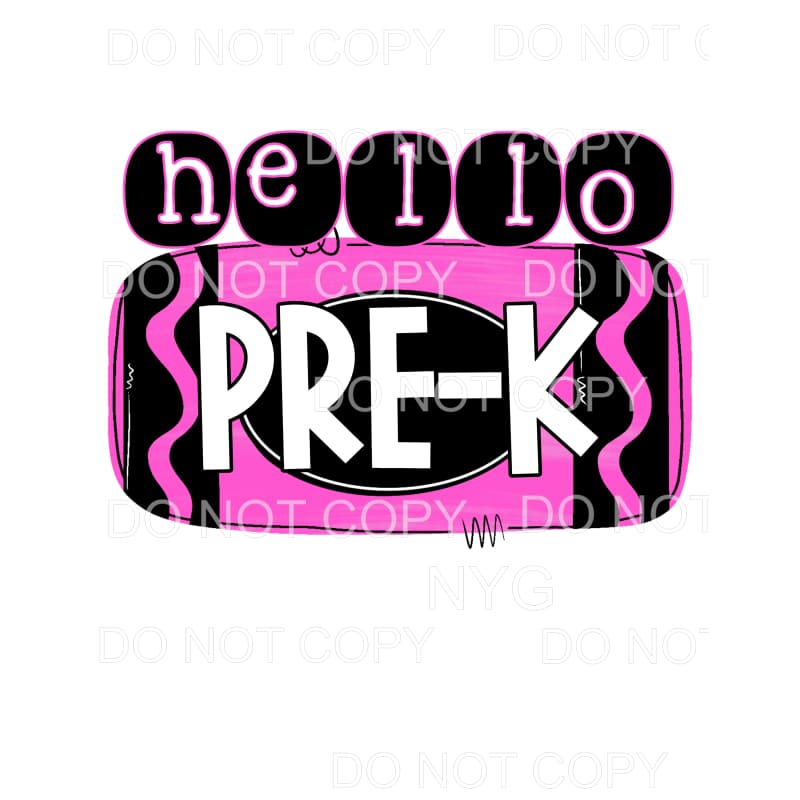 Hello PINK GRADES PRE K TO 5TH GRADE Sublimation transfers -