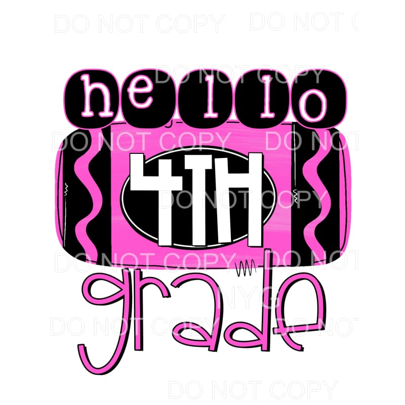 Hello PINK GRADES PRE K TO 5TH GRADE Sublimation transfers -