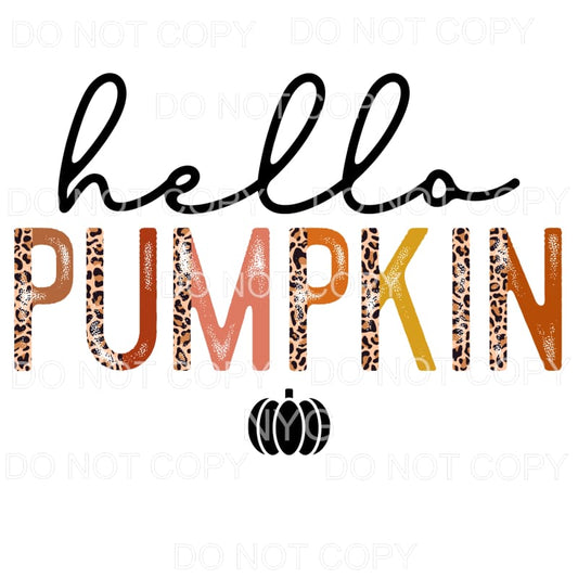 Hello Pumpkin Half Leopard Fall Colors Sublimation transfers