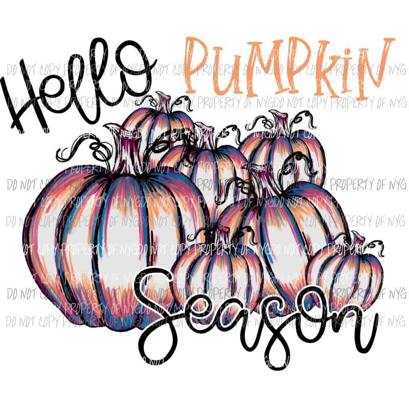 Hello Pumpkin Season fall Halloween Sublimation transfers Heat Transfer